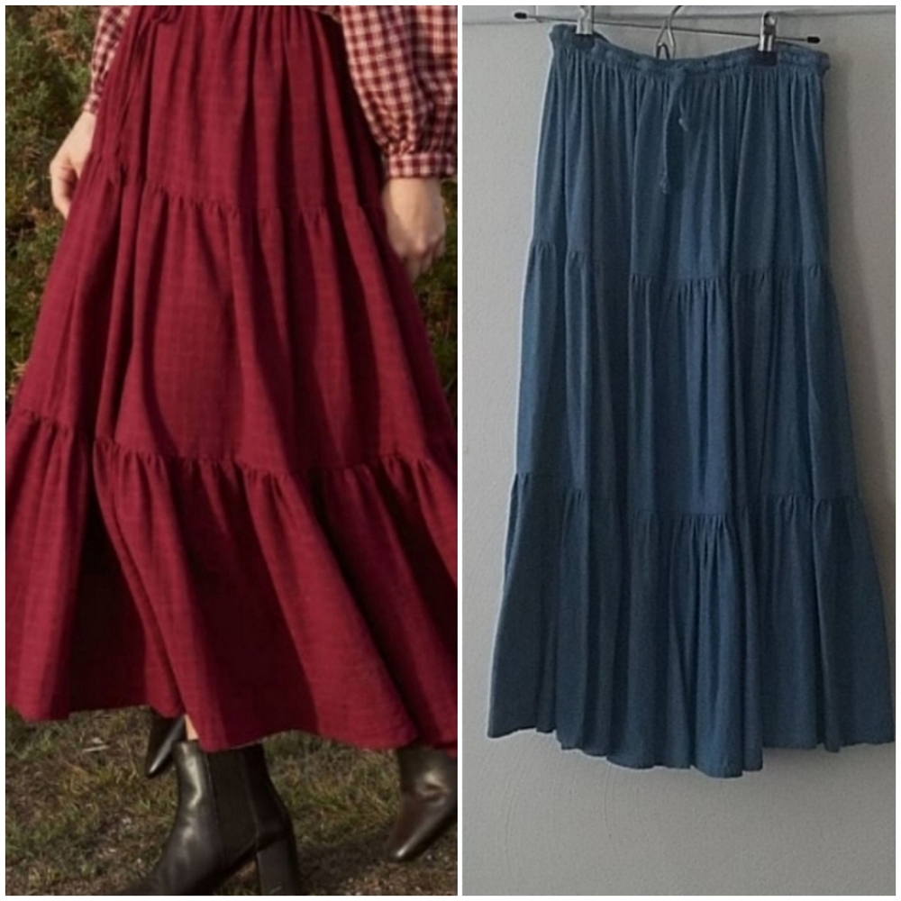 Blue Anemone denim prairie skirt